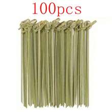20/50/100/200pcs Bamboo Knotted Flower Fruit Toothpicks, For Snack Beverage Decoration, Handmade Food Picks With Loop, Suitable For Party, Christmas, Wedding, BBQ - Cadet Blue - View 14