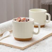 [Minimalist Style Ceramic Cup] High-Quality Ivory White Coffee Cup, 240ml Large Capacity Mug, Thick Wall Heat-Resistant Handle - Multicolor - View 9