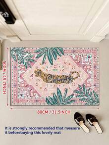 Hippie Style Rug, Bathroom Mat Faux Wool Tropical Pink, Door Mat Bathroom Mat Bathroom Rug Bohemian Style Bathroom Mat, Kitchen Small Size Rug Indoor Entrance Rug Modern Vintage Style Distressed Style Floor Mat Non-Slip Washable - Hippie Style - View 13