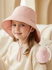 1顶可调节儿童遮阳帽，宽檐渔夫帽，适合1-10岁男孩女孩，夏季防紫外线颈部遮阳帽 - 彩色 - 查看 4