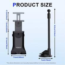 xnyocn 多功能车载手机支架，带伸缩臂、柔性鹅颈管、强力吸盘底座、360°旋转，适用于安全安装平板电脑和智能手机 - 黑色 - 查看 10