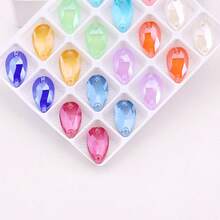 11*18mm, 20pcs/Pack, Flat Bottom Double Hole Exquisite Glass Rhinestones, Slim Teardrop Shape, For Sewing Wedding Dress, Handbag, Shoes Decoration, Jewelry Making Accessories - 11*18mm 20pcs - View 3