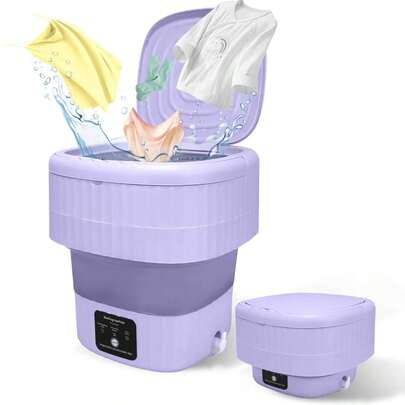 Lavadora portátil, mini lavadora turbo, mini lavadora portátil de 11 L, adecuada para ropa interior, calcetines, ropa de bebé, viajes, camping, dormitorio, RV, pequeña lavadora portátil plegable para el hogar