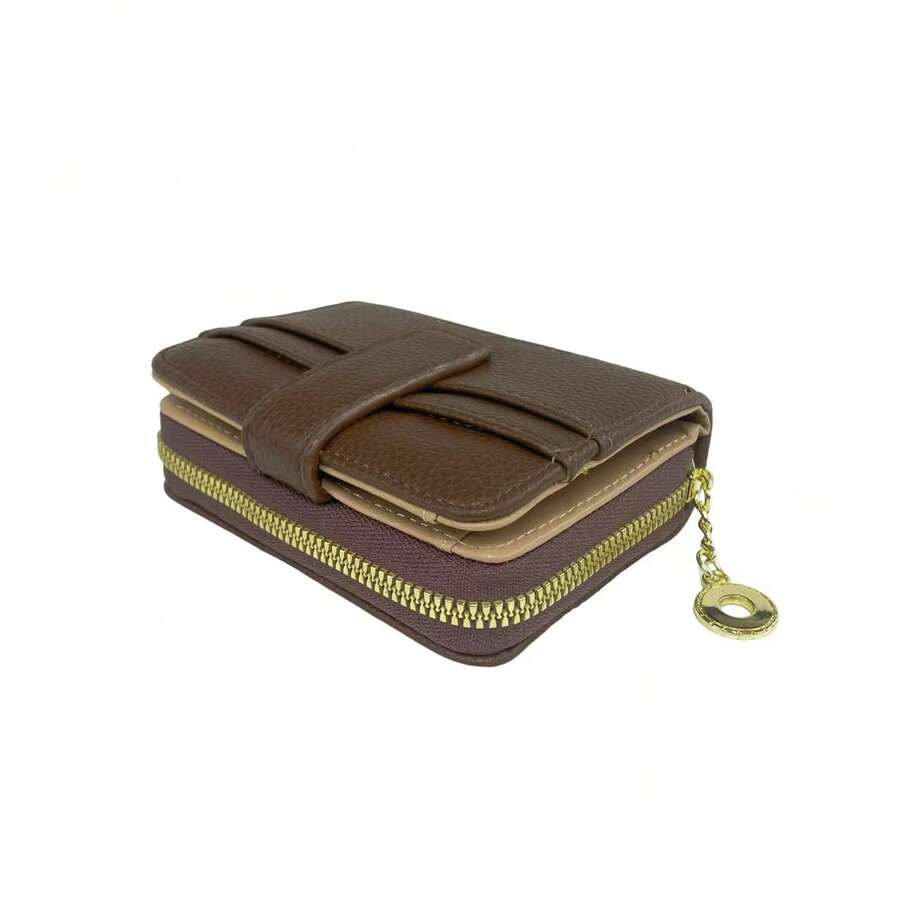 Women's Double Wallet With Card Holder - Elegant, Chic, Fashionable, And Secure - Coffee Brown - View 1