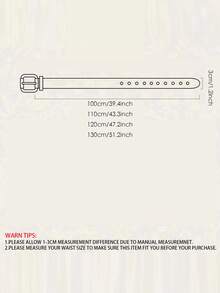 1条复古太阳形扣时尚百搭腰带，简约设计男女通用青少年腰带 - 彩色 - 查看 4