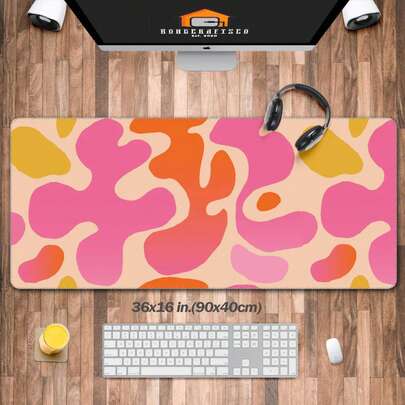 Pink Desk Mat,Modern Abstract Large Mouse Pad XXL, Cute Desk Pad Keyboard Mat, Desk Accessories For Women Office Decor, Extended Mousepad XL Extra Large Gaming Mouse Pads/Extended Protective Office Desk Mouse Mat Non-Slip Professional Precision Tracking Surface (15.75*35.43In) For PC Computer Laptop(90*40Cm Black)