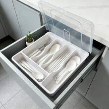 ✨ Organizador de Cubiertos para Cajón de Cocina | Tapa Antipolvo Multicompartimento para Cucharas, Tenedores y Palillos - Ver 5