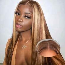 5*5/6*6 Highlight P4/27 Glueless HD Lace Wigs Blended Human Hair Wig - 250% Density Piano Color Straight Hair - Pre-Plucked Hairline And Baby Hair - Ready To Wear Instantly Without Glue - Multiple Sizes Human Hair Wig  For Women - SP4/27 - 查看 3