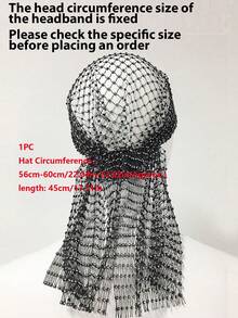 1 pièce Chapeau mode femme avec décoration de strass ajourée, pour la décoration élégante des femmes, accessoire de cheveux, turban, serre-tête, bandeau pour cheveux automne hiver pour tenues de vacances femme, foulard élégant femme, bandana doux - Noir - Voir 8