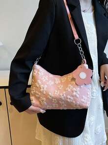 New Fashion Women's Handbag, Pleated Crescent-Shaped Bag, Casual Chic Korean Style Shoulder Bag, Commuting Crossbody Bag - Multicolor - View 5