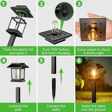 24/12PCS Solar Pathway Lights Outdoor, Black/Brown Upgraded LED Waterproof Solar Lights Outdoor, Up To 12Hrs, Auto On/Off, Garden Decor For Yard, Driveway, Walkway, Warm White - Solar Pathway Lights Outdoor - 查看 9