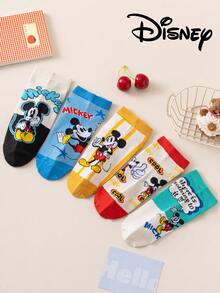 5 Pairs Disney Women's Ankle Socks Gift, Summer Socks With Mickey Mouse, Minnie Mouse, Donald Duck, Daisy Duck Cartoon Designs, Comfortable Breathable Fashion Novelty Socks - Multicolor - View 2