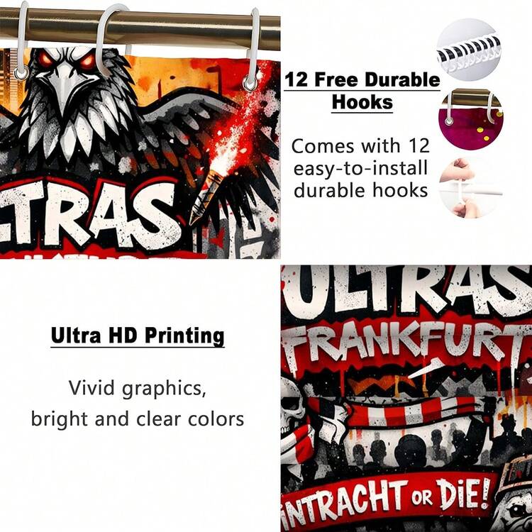 2026 Personalized Football Team Shower Curtain Set (1pc/3pcs/4pcs), Shower Curtain With 12 Hooks, Bathroom Decor Curtain, Non-Slip Bathroom Mat Toilet Seat Cover Set, Washable Fabric For Bathroom, RV, Holiday Decoration - All Year Round, Valentine's Day Home Decor - YL1201144 - View 7