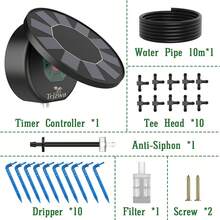 Solar Automatic Drip Irrigation System Kit, DIY Irrigation System For Garden Outdoor/Indoor Gardening System, Plant Watering System Drip Irrigation System, 9 Timing Modes With Anti-Siphon Set - B - View 7