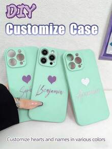 1个定制名字手机壳，个性化名字设计手机套，定制名字手机壳，心形手机壳，周年纪念礼物，情人节礼物，礼物，生日礼物，结婚礼物，母亲节礼物，父亲节礼物，送给闺蜜的礼物，送给爸爸妈妈的礼物，送给男朋友的礼物，送给女朋友的礼物，国际版，非国内版 - 薄荷綠 - 查看 1