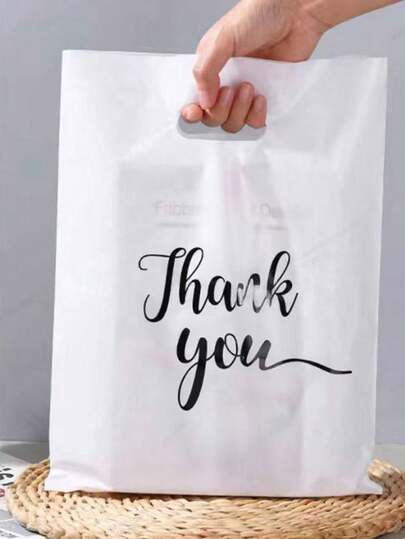 100 chiếc - Túi Cảm ơn, Túi Quà Tặng Lòng biết ơn, Túi mua sắm bằng nhựa dày dặn, có thể tái sử dụng, có tay cầm, Thích hợp cho cửa hàng bán lẻ, đám cưới, sinh nhật và quà tặng nhóm (Màu trắng) Túi quà cưới, Túi Lễ Tạ ơn