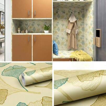 1 Cuộn Giấy Dán Tường Tự Dính Họa Tiết Lá Cây, Thích Hợp Cho Đồ Nội Thất Cũ, Tự Dính Và Có Thể Tháo Gỡ, Che Phủ Bề Mặt. Giấy Dán Tường Làm Mới, Làm Mới Không Gian Nhà Bạn.