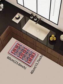 1pc Silicone Kitchen Mat, Featuring Classic Turkish Kilim/ Rug Pattern In Deep Navy Blue Background - Multicolor - View 6