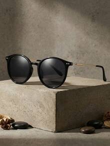 Moemton Women's Retro Round Cat Eye Fashion Glasses, Metal Frame With Black Acrylic Lens, Suitable For Summer Beach And Street Wear - Black - View 3