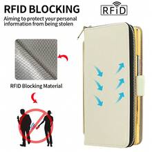 VIETAO Multifunctional Zipper Wallet Faux Leather Mobile Phone Case Bag Compatible With Samsung Galaxy Z Fold 4 5 6 7 Wrist Band Golden Plated Protective Cover - Off White - View 4