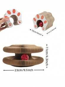Accordion Wave-Shaped Cat Scratching Board, Foldable With Bells And Cat - Multi-Layer Cardboard Toy, Suitable For Indoor Cats, Durable Scratching Pad, Interactive Kitten Activity Center - Multicolor - View 7