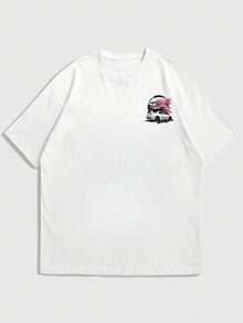 Fractyr 男士夏季时尚简约街头樱花树汽车图案圆领短袖T恤 | 百搭街头休闲风T恤，男友/老公礼物 - 白色 - 查看 4