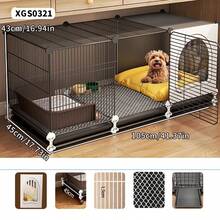 Easily Cleanable Movable Dog Cage With Pull-Out Tray Litter Box, Home Pet Fence Suitable For Teddy, Poodle, Puppy, Kitten, Rabbit, Small Animals - Multicolor - View 4