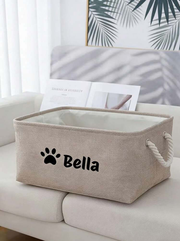 1pc Customizable Pet Name Durable Fabric Multipurpose Storage Basket For Organizing Dog Or Cat Toys, Blankets And Food, Pet Shelf Basket, Toy Box - Multicolor - View 7