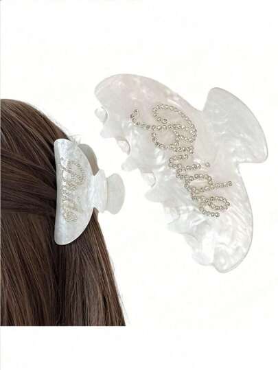 1 Piece Bridal Claw Clip, White Acrylic Hair Clip, Diamond Bridal Logo | Bachelorette Party Or Wedding Decoration, Bridesmaid Gift, Bridal Shower, Wedding, Also Suitable For Valentine's Day, Mother's Day, Back To School Gift