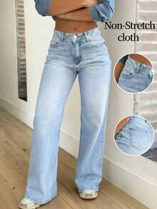 Women's Boyfriend Loose Straight Leg Jeans - Light Wash - View 1