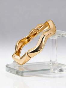 1件简约优雅金属几何莫比乌斯环手镯（女士款） - 金黃色 - 查看 3