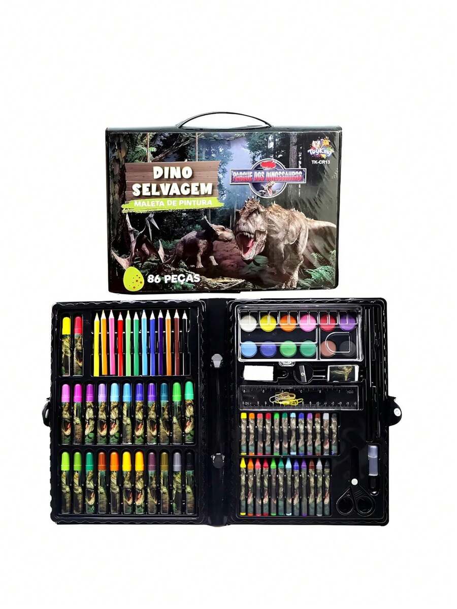 Kit Estojo Maleta Escolar Pintura Desenho Infantil 86 Peças - Verde - Visão 1