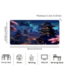 Black And Blue Background With Vintage Chinese Dynasty Anime Landscape High-Definition Print, Extra-Large Mouse Pad, Premium Quality Mouse Mat, Keyboard Mat, Non-Slip And Durable Rubber Material, Precision Lock-Edge Stitching, High-Definition Color - 23.6*11.8inch(60x30cm) - View 3