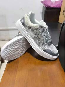 Giày thể thao nữ thường ngày, giày casual đa năng thời trang, giày chạy bộ nữ nhẹ và thoáng khí, giày casual lưới thoáng khí. - Bạc - Xem 3