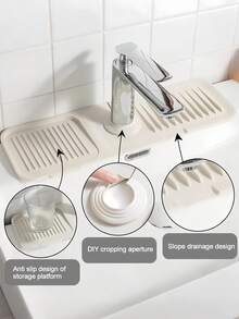 5° Tilted Faucet Splash Guard With Silicone Drip Tray, Non-Slip Faucet Drain Rack For Kitchen Sink, Bathroom, RV, Coffee Bar - Essential Home Decor Accessory - Multicolor - View 8