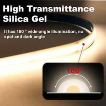 5V USB 低压 COB LED 灯条，高亮度高显色性无频闪，触摸控制器可调节亮度，背胶可裁剪，适用于书架、衣柜、客厅、楼梯和圣诞装饰。 - 白色 - 查看 4