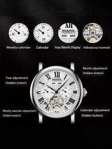 1pc Business Men's Mechanical Watch, Multi-Function Dial With Calendar, Suitable For Vacation And Workplace Gatherings, 6017 - FW-6017 - View 7