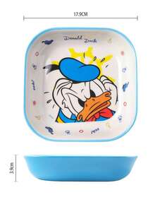 1pc Disney Cartoon Square Plate, Melamine Material Suitable For Hot & Cold Food, Heat Resistant Dinnerware, Cute Creative Daisy & Donald Duck Design Plate, 750ml - Multicolor - View 4
