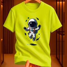 Astronaut T-Shirt 100% Cotton 30.1 - Boys' T-Shirt For Pre-Teens And Children - 青檸色 - 查看 2