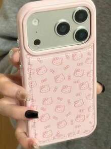 SANRIO Ốp lưng điện thoại hình mèo hồng dễ thương, nữ tính, phù hợp với 17/16 Pro Max, ốp bảo vệ điện thoại cao cấp hình hoạt hình mới của Apple cho iPhone 16 Pro Max, 15 Pro, 14 Pro và 13. - Hồng - Xem 2