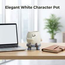 This Smiling Face Planter Pot Is The New Darling For Desktop Organization! It Can Be Used To Plant Succulents Or To Hold Pens, Turning Clutter Into Neatness. - 1pc - View 9