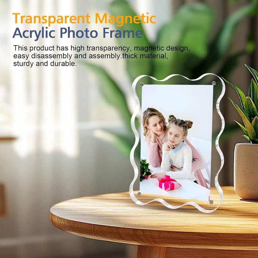 Khung ảnh acrylic, khung ảnh nam châm hình hoa, khung ảnh nổi trong suốt hai mặt, dày 4+4mm, thích hợp trang trí nhà cửa và văn phòng. - 1PC - Xem 1