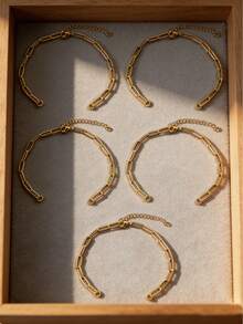 5pcs Stainless Steel Adjustable Bracelet Chain, DIY Jewelry Accessories For Bracelet Making - 5 Pieces Of Bracelet Base - View 7