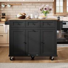 Islas de almacenamiento móviles - Negro+Natural+MDF - Ver 12