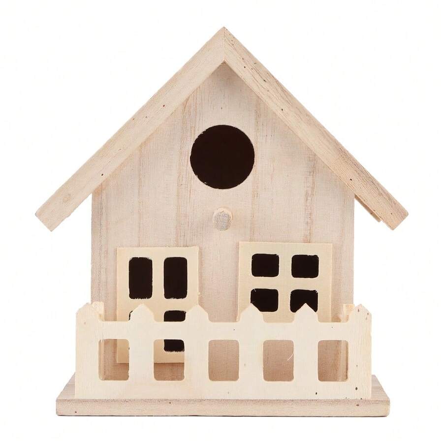 Wooden Bird House For Outdoor, Hanging Nest Box For Wild Birds, Rustic Garden Decor For Backyard Patio Yard - View 1