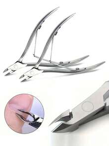 1pc Stainless Steel Professional Nail Clipper, Cuticle Nipper Nail Care Tool - Grey - View 6