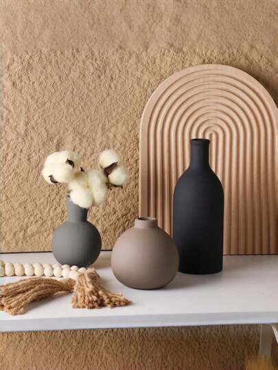 Three Styles Of Vases Home Decor Rustic Farmhouse Decor Pottery Vases For Bouquet Pampas Grass Dried Fresh Flowers, Living Room, Kitchen, Bedroom, Bathroom, Entryway Mantel, Decor -Multicolor Room Decor, Home Decor, Office And Students, Garden, Flag, Plant Pot, Piscina, Vase, Storage,Wedding Decor,House Decor,Jewelry Organiser,Party Decorations,Gifts For Family And Friends