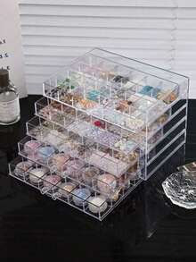 1pc Multi-Layer Acrylic Transparent Fashion Practical Multi-Function Nail Rhinestone Decoration Storage Box, Suitable For Rings, Earrings, Necklaces, Bracelets And Other Jewelry ,Room Decor - Multicolor - View 10
