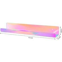 4 Pack Acrylic Shelves For Wall, 15" Acrylic Floating Shelves For Bathroom Bedroom, Invisible Bookshelf Wall Ledge Storage Shelf Books Perfume Action Figure Display Shelves, Iridescent - 15吋4包裝彩虹 - 查看 4