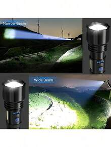 Ultra Bright Rechargeable LED Flashlight, 5 Lighting Modes, With Lithium Battery For Ultra Long Battery Life, Type-C Battery Charging, Very Suitable For Camping, Emergency Situations, Hunting, Hunting, Rechargeable Flashlight - Black - View 9